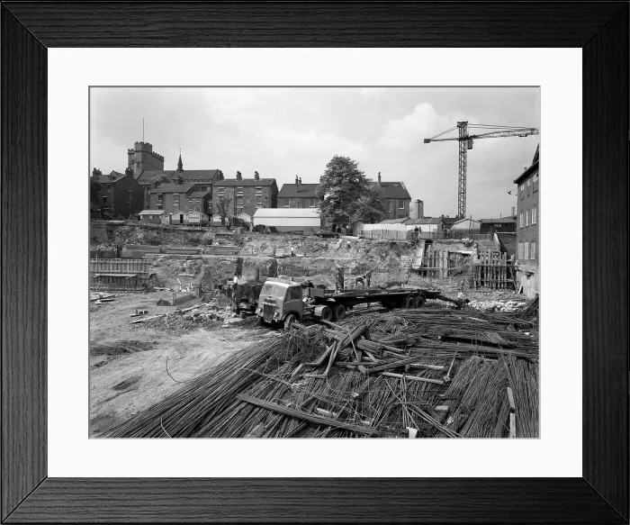 Framed Print : Preparation for construction work, Sheffield University, South Yorkshire, 1960. Artist Framed Print : Preparation for construction work, Sheffield University, South Yorkshire, 1960. Artist