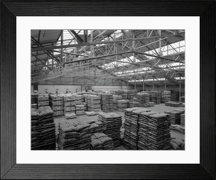 Framed Print : Warehouse at Spillers Animal Foods, Gainsborough, Lincolnshire, 1961 Framed Print : Warehouse at Spillers Animal Foods, Gainsborough, Lincolnshire, 1961