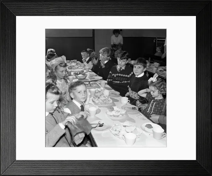 Framed Print : Childrens Christmas party at a Methodist school, South Yorkshire, 1964. Artist Framed Print : Childrens Christmas party at a Methodist school, South Yorkshire, 1964. Artist