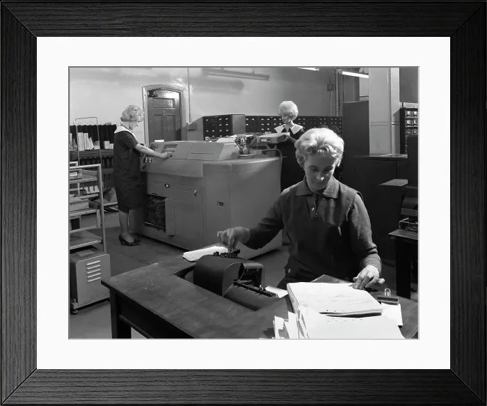 Framed Print : Hollerith data machine in an office at the Edgar Allen Steel Co, Sheffield, South Yorkshire, 1963 Framed Print : Hollerith data machine in an office at the Edgar Allen Steel Co, Sheffield, South Yorkshire, 1963
