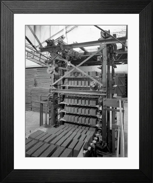 Framed Print : Palletising machine at Whitwick Brickworks, Coalville, Leicestershire, 1963. Artist Framed Print : Palletising machine at Whitwick Brickworks, Coalville, Leicestershire, 1963. Artist