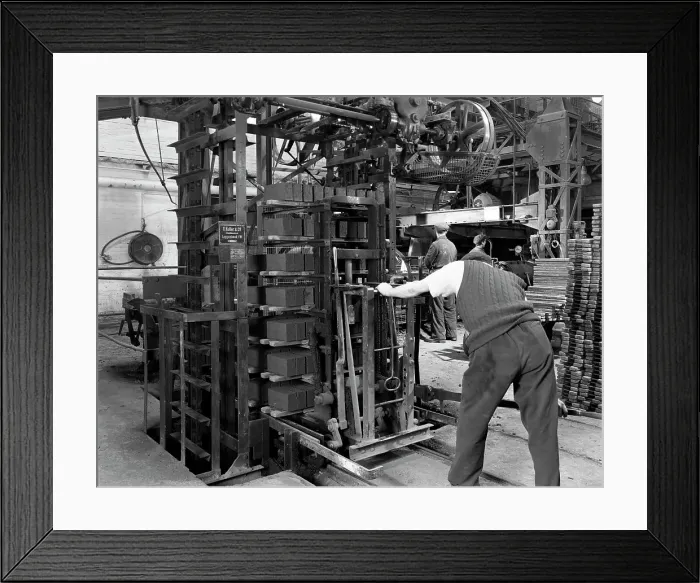 Framed Print : Loading a palletising machine with bricks, Whitwick Brickworks, Coalville, Leicestershire, 1963 Framed Print : Loading a palletising machine with bricks, Whitwick Brickworks, Coalville, Leicestershire, 1963