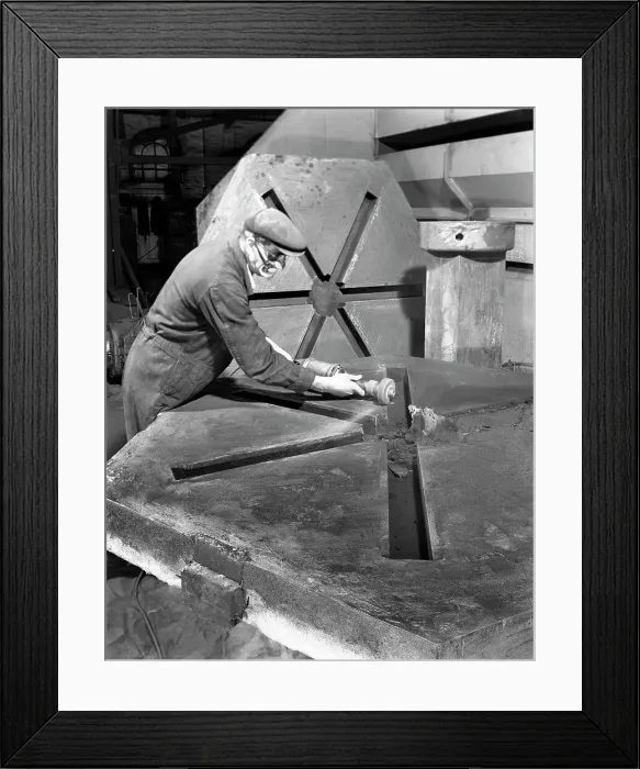 Framed Print : Grinding the flashing from a casting, AT Green & Sons Ltd, Rotherham, South Yorkshire, 1963 Framed Print : Grinding the flashing from a casting, AT Green & Sons Ltd, Rotherham, South Yorkshire, 1963