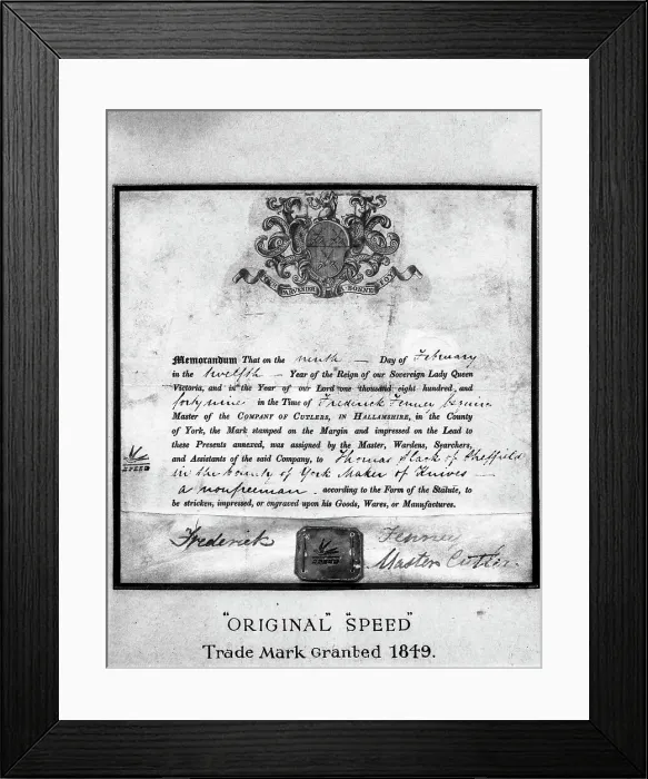 Framed Print : Trademark certificate, 1849 (1963). Artist: Michael Walters Framed Print : Trademark certificate, 1849 (1963). Artist: Michael Walters