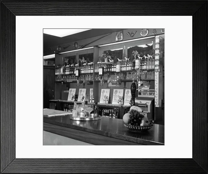 Framed Print : Bar of the Cavalier pub, Ravenfield, near Rotherham, South Yorkshire, 1963. Artist Framed Print : Bar of the Cavalier pub, Ravenfield, near Rotherham, South Yorkshire, 1963. Artist