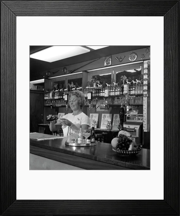Framed Print : Bar of the Cavalier pub, Ravenfield, near Rotherham, South Yorkshire, 1963. Artist Framed Print : Bar of the Cavalier pub, Ravenfield, near Rotherham, South Yorkshire, 1963. Artist