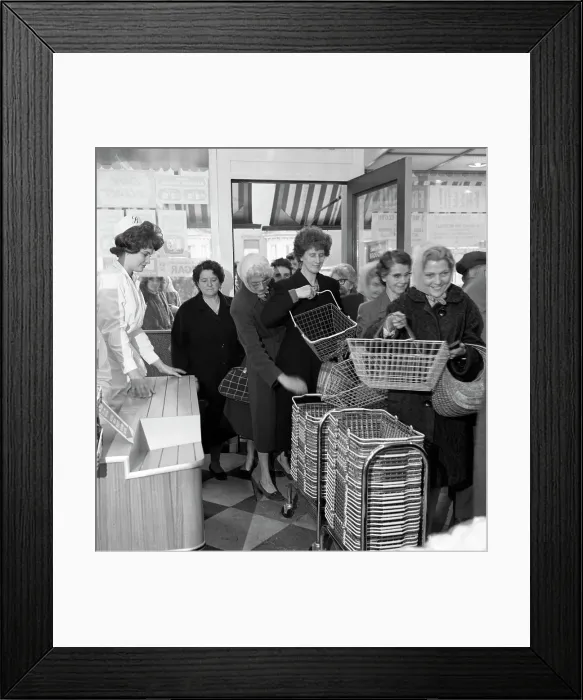 Framed Print : Opening of Broughs supermarket, Thurnscoe, South Yorkshire, 1963 Framed Print : Opening of Broughs supermarket, Thurnscoe, South Yorkshire, 1963