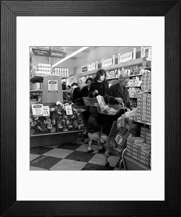 Framed Print : Opening of Broughs supermarket, Thurnscoe, South Yorkshire, 1963 Framed Print : Opening of Broughs supermarket, Thurnscoe, South Yorkshire, 1963