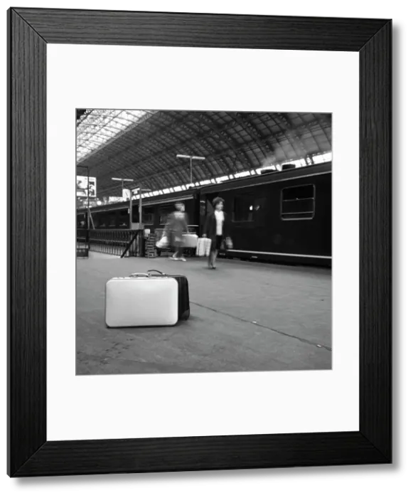 Framed Print : Travellers on a platform, Centraal Station, Amsterdam, Netherlands, 1963. Artist Framed Print : Travellers on a platform, Centraal Station, Amsterdam, Netherlands, 1963. Artist