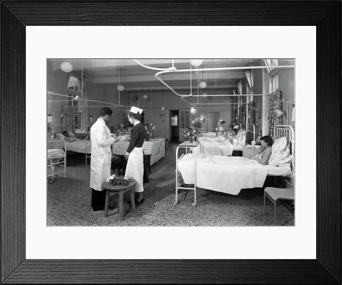 Framed Print : The female medical ward at the Montague Hospital, Mexborough, South Yorkshire, 1959 Framed Print : The female medical ward at the Montague Hospital, Mexborough, South Yorkshire, 1959