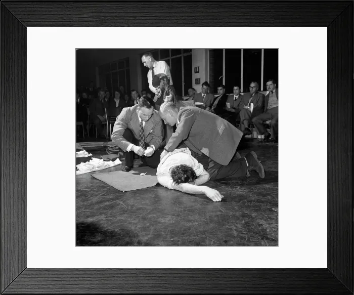 Framed Print : First aid competition, Mexborough, South Yorkshire, 1961. Artist: Michael Walters Framed Print : First aid competition, Mexborough, South Yorkshire, 1961. Artist: Michael Walters