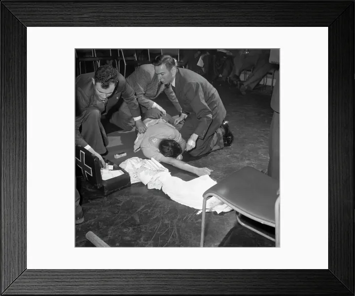 Framed Print : First aid competition, Mexborough, South Yorkshire, 1961. Artist: Michael Walters Framed Print : First aid competition, Mexborough, South Yorkshire, 1961. Artist: Michael Walters