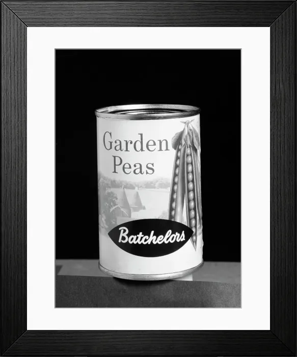 Framed Print : Batchelors Garden Peas tin, 1963. Artist: Michael Walters Framed Print : Batchelors Garden Peas tin, 1963. Artist: Michael Walters