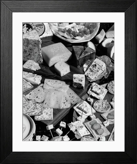 Framed Print : A selection of Danish cheeses, 1963. Artist: Michael Walters Framed Print : A selection of Danish cheeses, 1963. Artist: Michael Walters