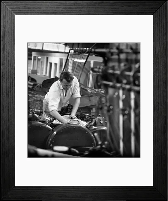 Framed Print : Setting up a Meihle two colour flat bed printer press, Mexborough, South Yorkshire, 1968 Framed Print : Setting up a Meihle two colour flat bed printer press, Mexborough, South Yorkshire, 1968