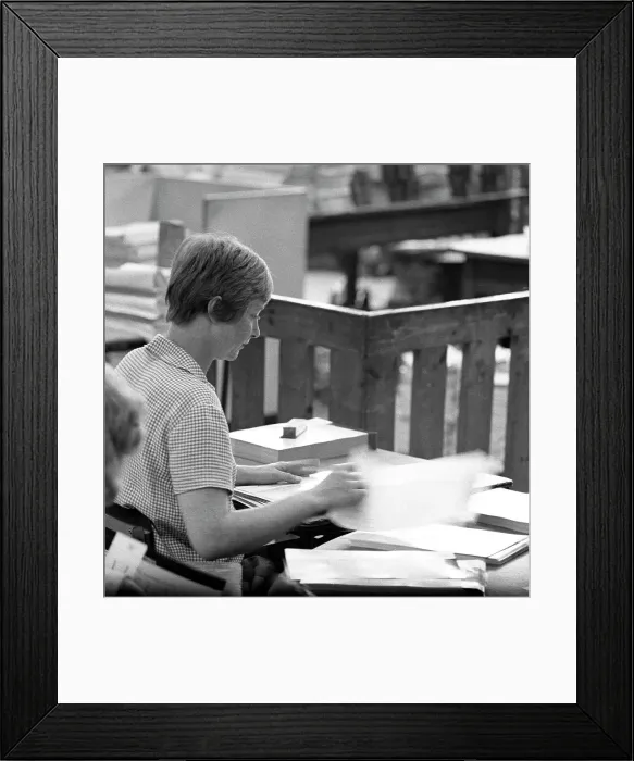 Framed Print : Book binding department of the White Rose Press, Mexborough, South Yorkshire, 1968 Framed Print : Book binding department of the White Rose Press, Mexborough, South Yorkshire, 1968