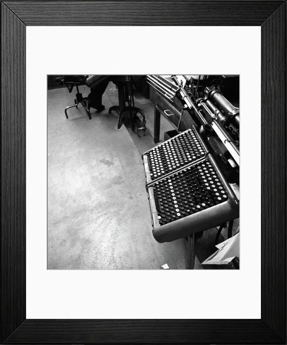 Framed Print : A monotype keyboard at the White Rose Press, Mexborough, South Yorkshire, 1968. Artist Framed Print : A monotype keyboard at the White Rose Press, Mexborough, South Yorkshire, 1968. Artist