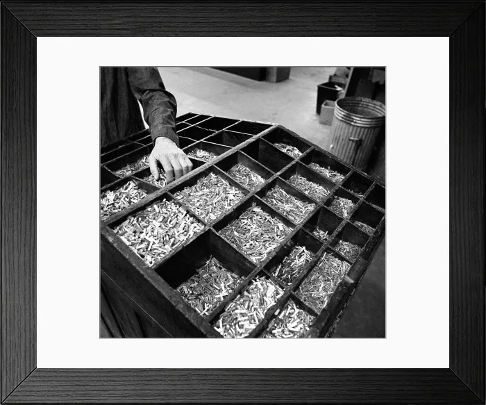 Framed Print : Set type broken up after use, the White Rose Press, Mexborough, South Yorkshire, 1968 Framed Print : Set type broken up after use, the White Rose Press, Mexborough, South Yorkshire, 1968