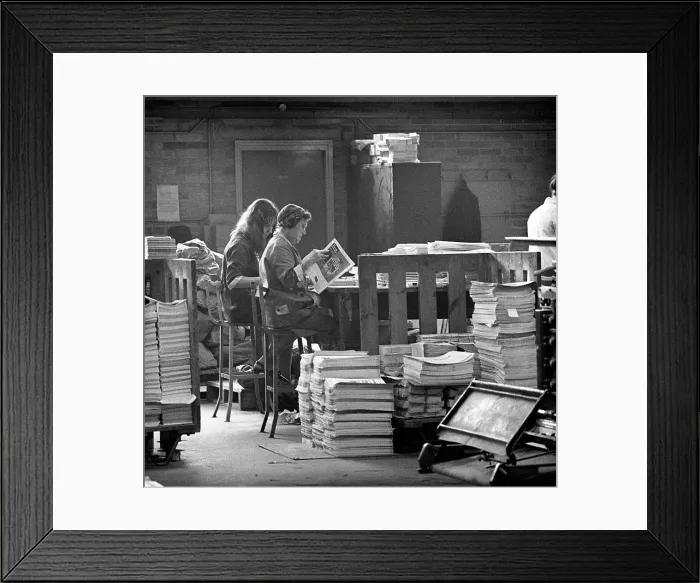 Framed Print : Binding room at the White Rose Press, Mexborough, South Yorkshire, 1968. Artist Framed Print : Binding room at the White Rose Press, Mexborough, South Yorkshire, 1968. Artist