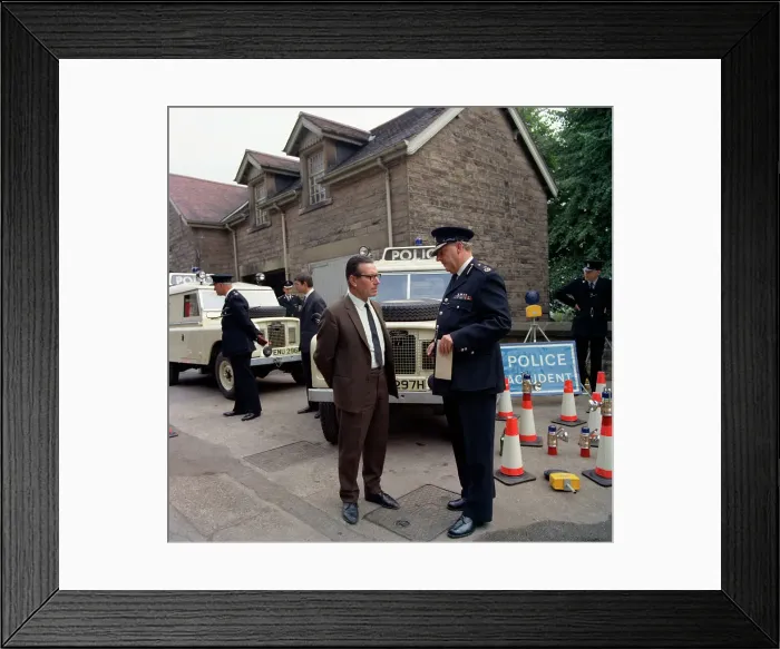 Framed Print : Derbyshire Police Commissioner taking delivery of two new Land Rovers, Matlock, Derbyshire, 1969 Framed Print : Derbyshire Police Commissioner taking delivery of two new Land Rovers, Matlock, Derbyshire, 1969