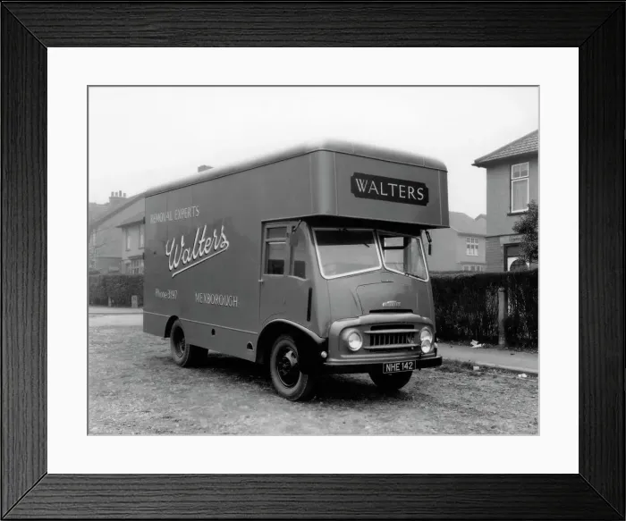 Framed Print : Austin FE 1957 removal van, belonging to Walters Removals, Mexborough, South Yorkshire, 1957 Framed Print : Austin FE 1957 removal van, belonging to Walters Removals, Mexborough, South Yorkshire, 1957