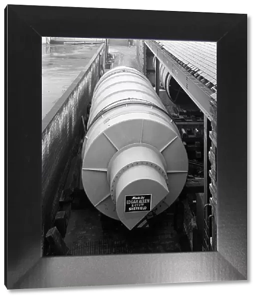 A malting drum prior to intallation in a brewery in Mirfield, West Yorkshire, May 1966