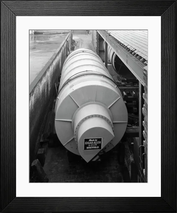 Framed Print : A malting drum prior to intallation in a brewery in Mirfield, West Yorkshire, May 1966 Framed Print : A malting drum prior to intallation in a brewery in Mirfield, West Yorkshire, May 1966