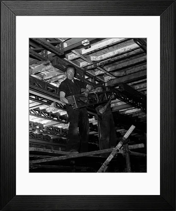 Framed Print : Engineers lifting steelwork into position, South Yorkshire, 1954. Artist: Michael Walters Framed Print : Engineers lifting steelwork into position, South Yorkshire, 1954. Artist: Michael Walters
