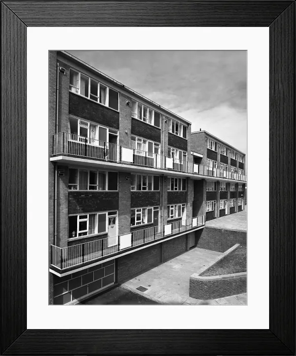 Framed Print : Woodside Maisonettes, Sheffield 13th August 1962. Artist: Michael Walters Framed Print : Woodside Maisonettes, Sheffield 13th August 1962. Artist: Michael Walters