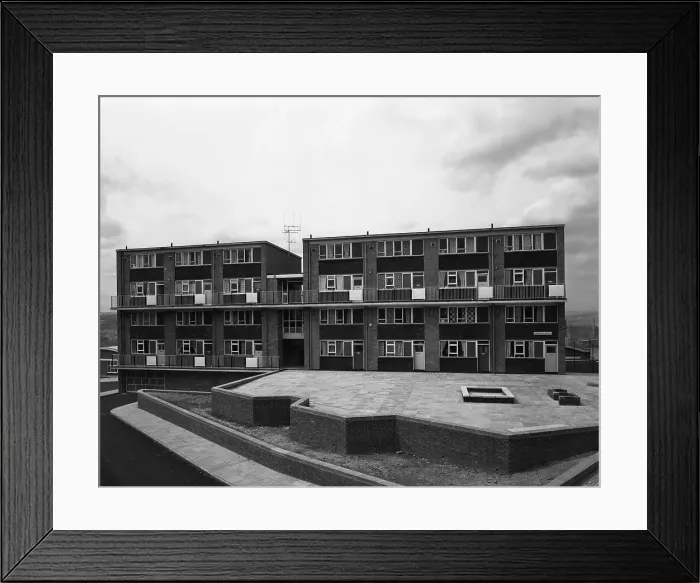 Framed Print : Woodside Maisonettes, Sheffield 13th August 1962. Artist: Michael Walters Framed Print : Woodside Maisonettes, Sheffield 13th August 1962. Artist: Michael Walters