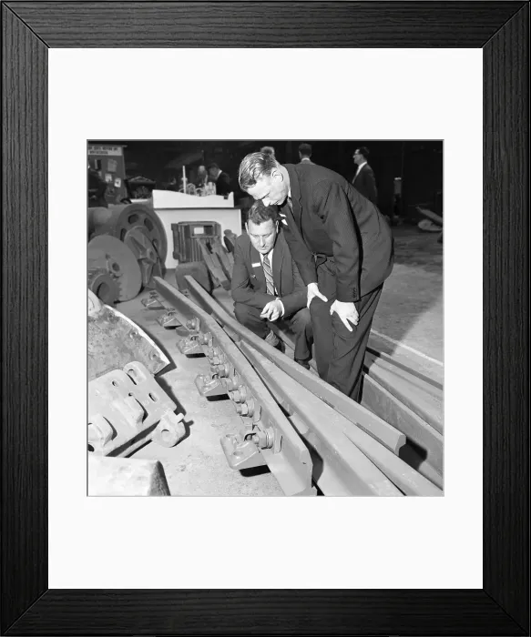 Framed Print : Inspecting a tram junction made at the Edgar Allen Steel Foundry, Meadowhall, Sheffield, 1962 Framed Print : Inspecting a tram junction made at the Edgar Allen Steel Foundry, Meadowhall, Sheffield, 1962