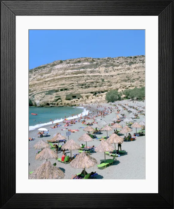 Framed Print : Beach and caves, Matala, Crete, Greece Framed Print : Beach and caves, Matala, Crete, Greece