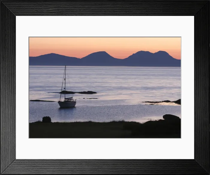 Framed Print : Sunset over Jura seen from Kintyre, Argyll and Bute, Scotland Framed Print : Sunset over Jura seen from Kintyre, Argyll and Bute, Scotland