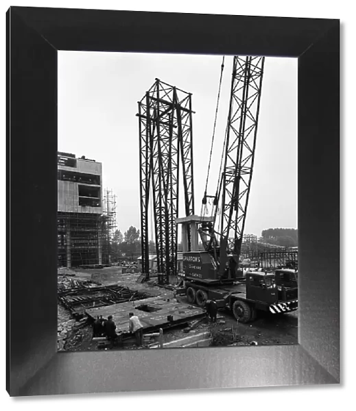 Preparing to lift a fabricated section on the site of Coleshill Gas Works, Warwickshire, 1962