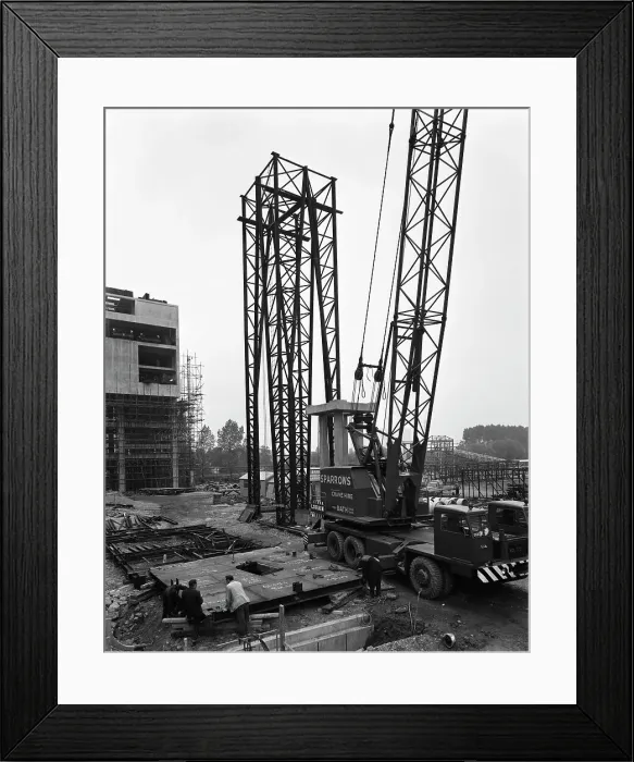 Framed Print : Preparing to lift a fabricated section on the site of Coleshill Gas Works, Warwickshire, 1962 Framed Print : Preparing to lift a fabricated section on the site of Coleshill Gas Works, Warwickshire, 1962