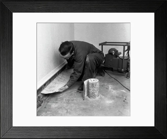 Framed Print : Installing a damp proof course in a house in Goldthorpe, South Yorkshire, 1957. Artist Framed Print : Installing a damp proof course in a house in Goldthorpe, South Yorkshire, 1957. Artist