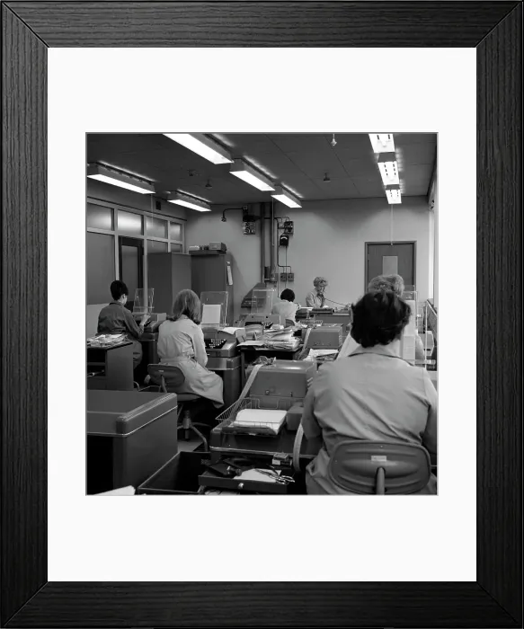 Framed Print : Office scene, Park Gate Iron & Steel Co, Rotherham, South Yorkshire, 1964. Artist Framed Print : Office scene, Park Gate Iron & Steel Co, Rotherham, South Yorkshire, 1964. Artist