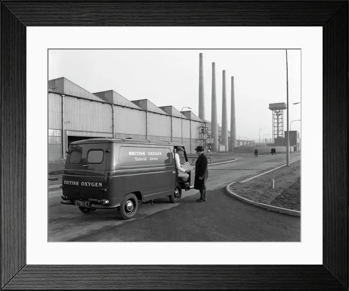 Framed Print : Morris J4 van at the Park Gate Iron and Steel Company, Rotherham, South Yorkshire, 1964 Framed Print : Morris J4 van at the Park Gate Iron and Steel Company, Rotherham, South Yorkshire, 1964