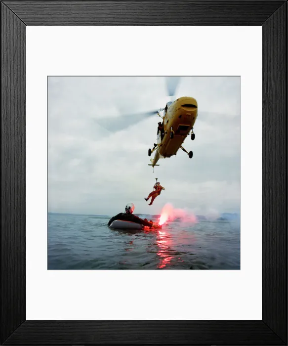 Framed Print : Westland Whirlwind helicopter making a rescue, 1973. Artist: Michael Walters Framed Print : Westland Whirlwind helicopter making a rescue, 1973. Artist: Michael Walters