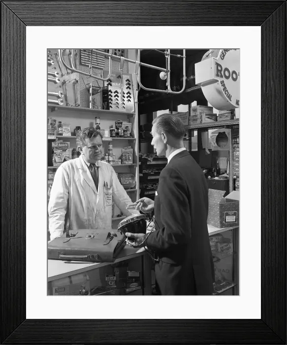 Framed Print : Advertising shot for an automotive supplies company, Sheffield, 1963 Framed Print : Advertising shot for an automotive supplies company, Sheffield, 1963