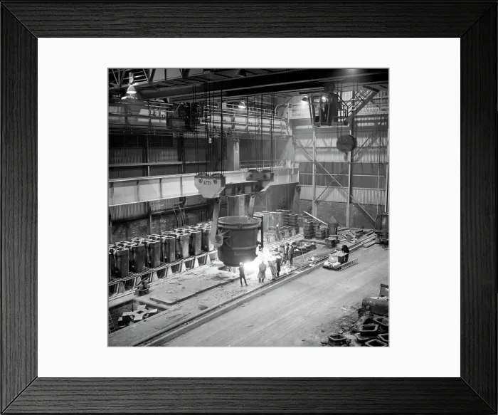 Framed Print : Teeming (pouring) molten iron, Park Gate Iron & Steel Co, Rotherham, South Yorkshire, 1964 Framed Print : Teeming (pouring) molten iron, Park Gate Iron & Steel Co, Rotherham, South Yorkshire, 1964