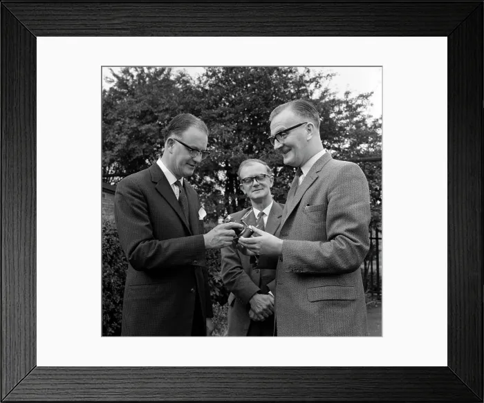 Framed Print : Dr Lowe of ICI being presented with a camera, Denaby Main, South Yorkshire, 1962 Framed Print : Dr Lowe of ICI being presented with a camera, Denaby Main, South Yorkshire, 1962