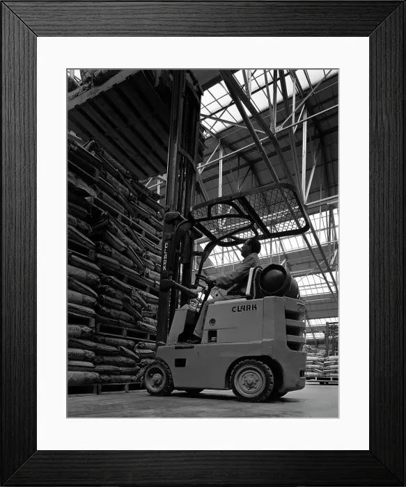 Framed Print : A Clark forklift truck, Spillers Animal Foods, Gainsborough, Lincolnshire, 1962. Artist Framed Print : A Clark forklift truck, Spillers Animal Foods, Gainsborough, Lincolnshire, 1962. Artist