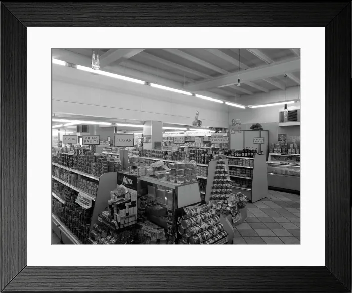 Framed Print : Barnsley Co-op, Kendray branch interior, Barnsley, South Yorkshire, 1961. Artist Framed Print : Barnsley Co-op, Kendray branch interior, Barnsley, South Yorkshire, 1961. Artist