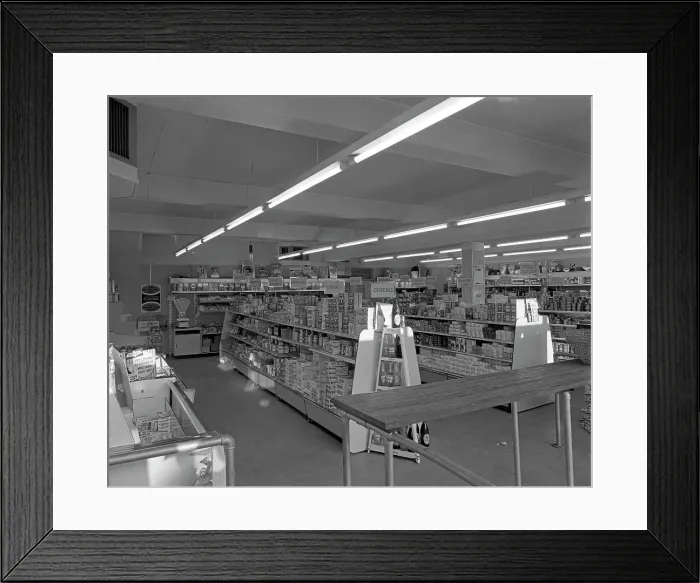 Framed Print : Barnsley Co-op, Kendray branch interior, Barnsley, South Yorkshire, 1961. Artist Framed Print : Barnsley Co-op, Kendray branch interior, Barnsley, South Yorkshire, 1961. Artist