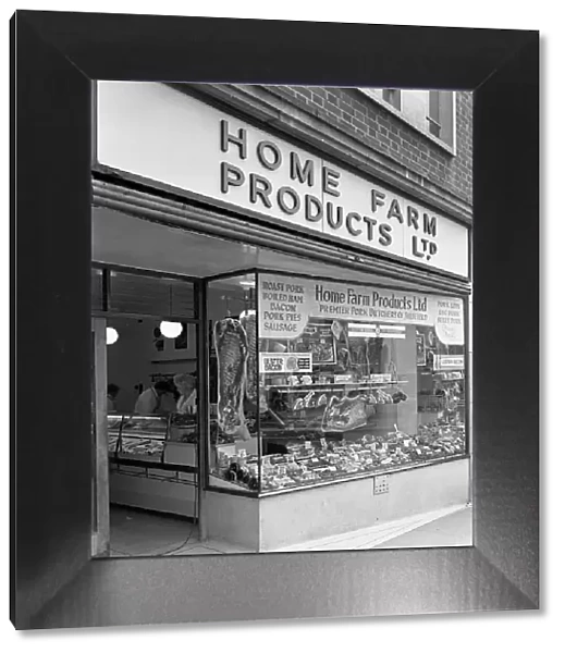 Home Farm Products Ltd butchers shop front, Sheffield, South Yorkshire, 1966. Artist