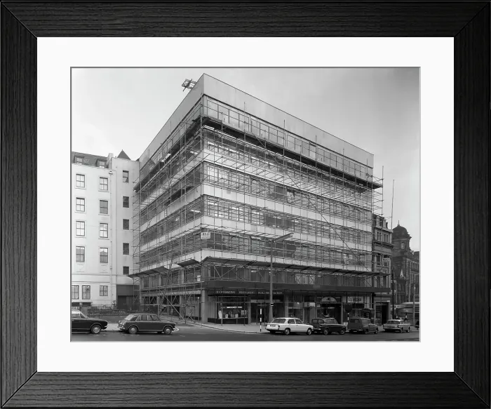 Framed Print : Refurbishment of a building, Sheffield city centre, South Yorkshire, 1967. Artist Framed Print : Refurbishment of a building, Sheffield city centre, South Yorkshire, 1967. Artist