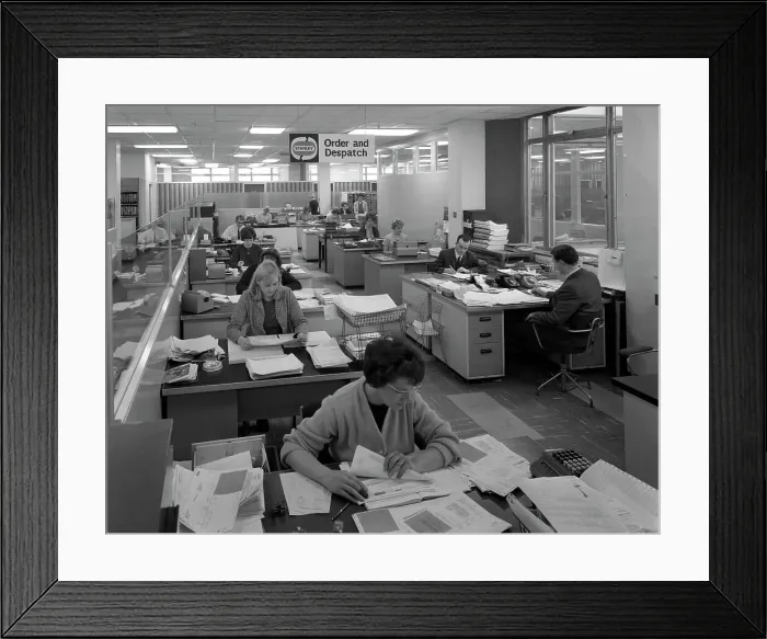 Framed Print : Order and dispatch office, Stanley Tools, Sheffield, South Yorkshire, 1967. Artist Framed Print : Order and dispatch office, Stanley Tools, Sheffield, South Yorkshire, 1967. Artist