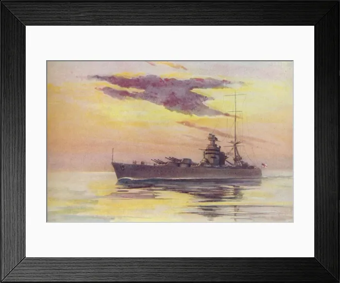 Framed Print : A Modern Battleship, 1910. Artist: Constance N Baikie Framed Print : A Modern Battleship, 1910. Artist: Constance N Baikie