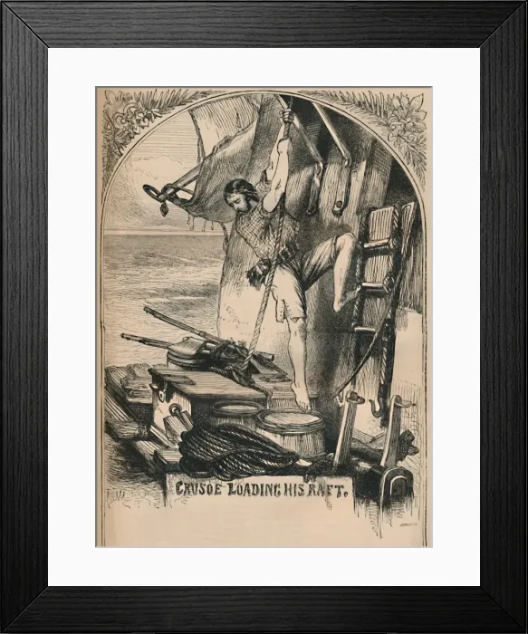 Framed Print : Crusoe Loading His Raft, c1870 Framed Print : Crusoe Loading His Raft, c1870